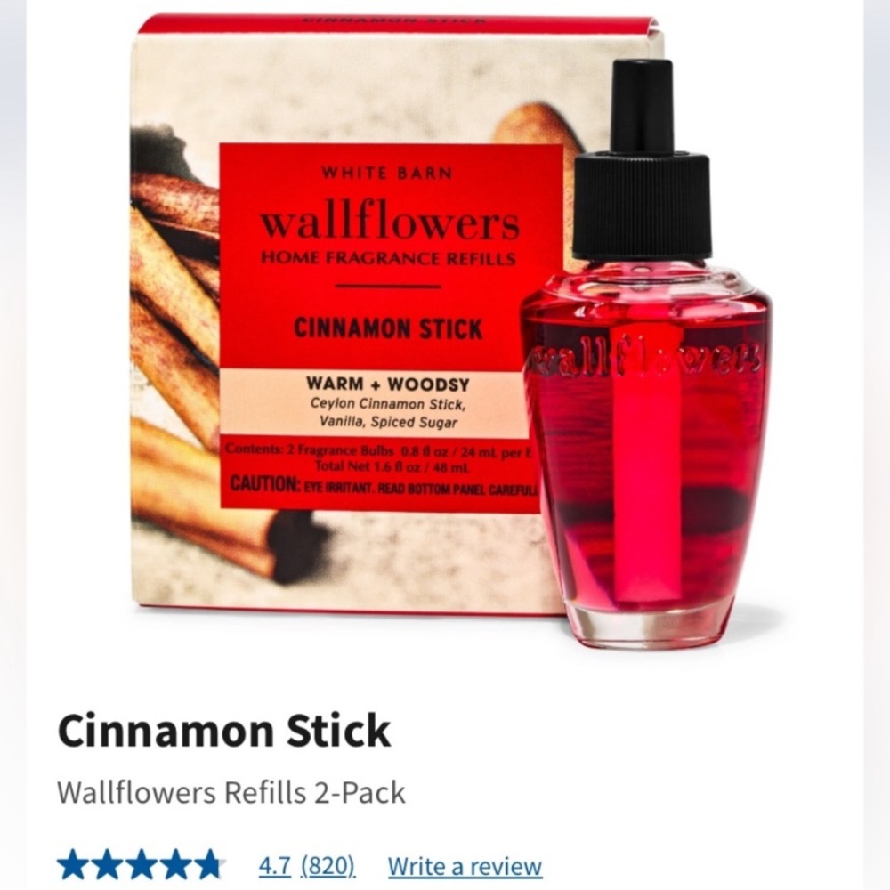 “CINNAMON STICK” by BBW/WB, 2-Pack Wallflowers Home Fragrance Refills New in Box